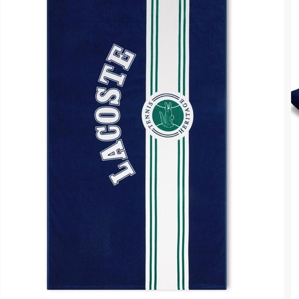 Lacoste Blue and Navy Heritage Beach Towel
